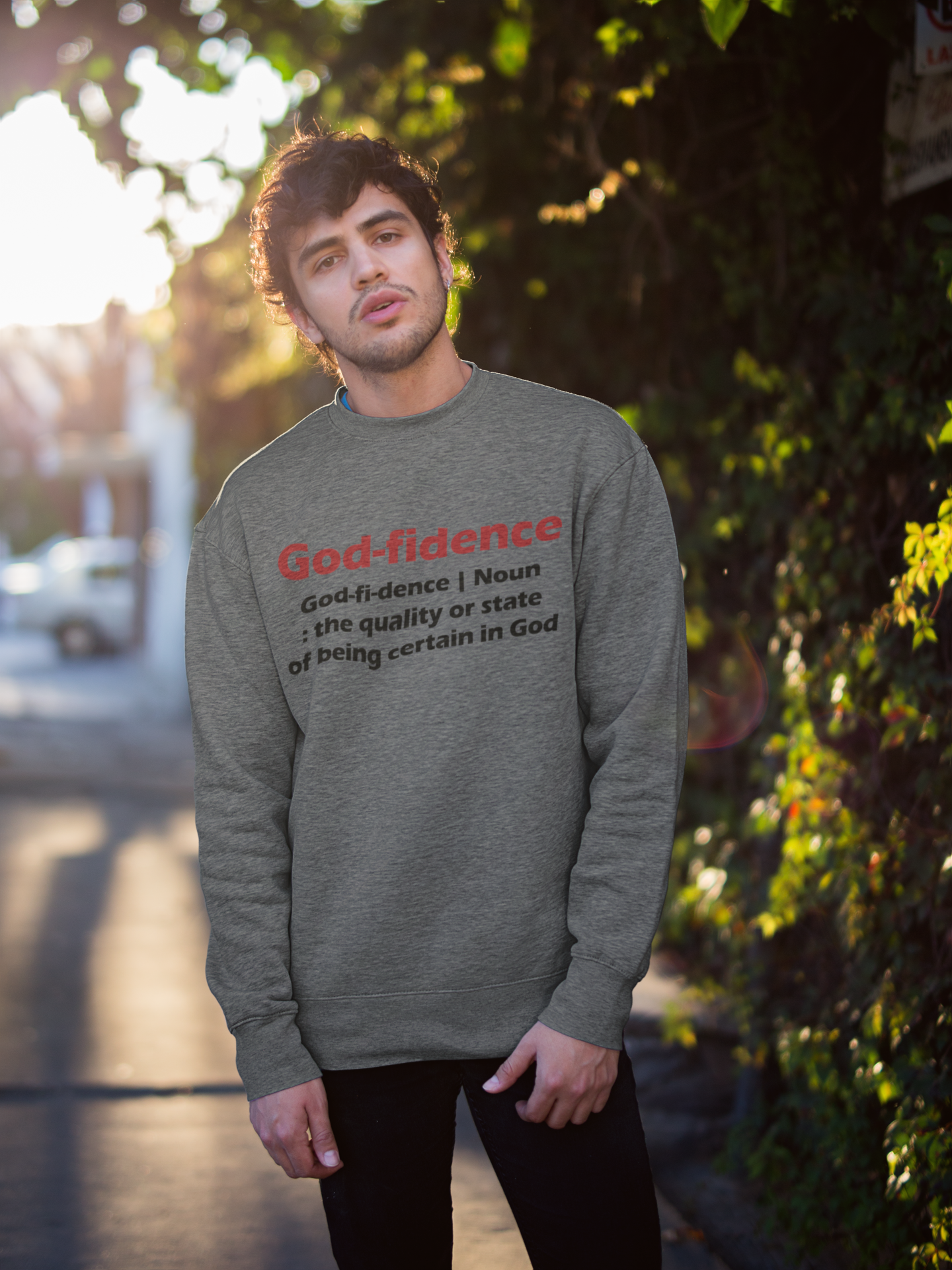 Godfidence Unisex Sweatshirt (Red & Black Lettering)