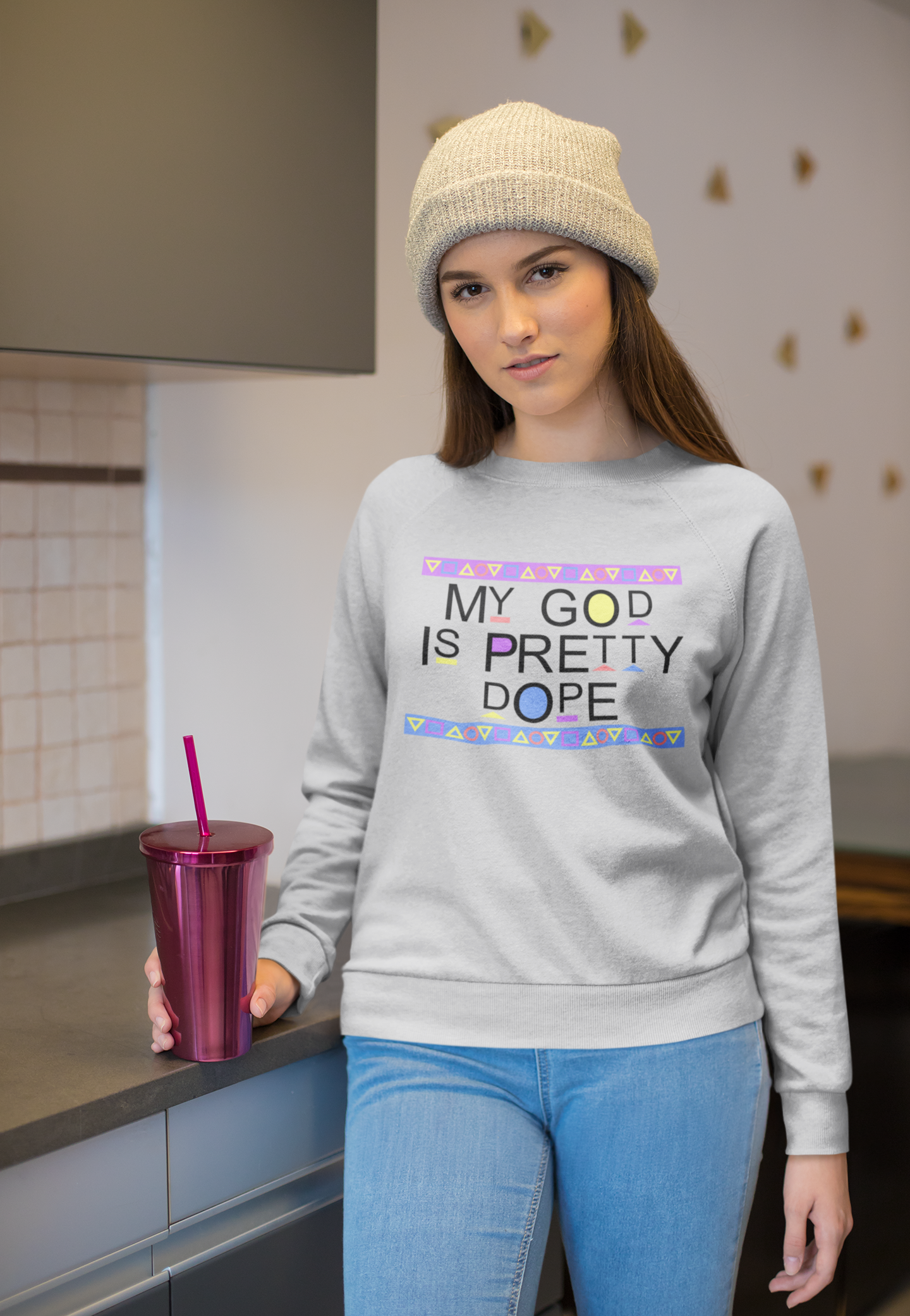My God is Pretty Dope Unisex Sweatshirt (Black Lettering)