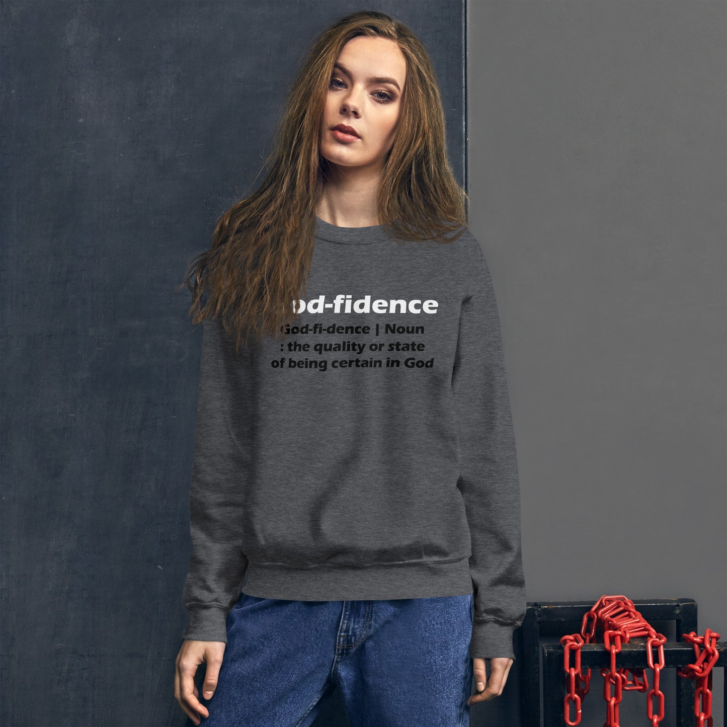 Godfidence Unisex Sweatshirt (White & Black Lettering)