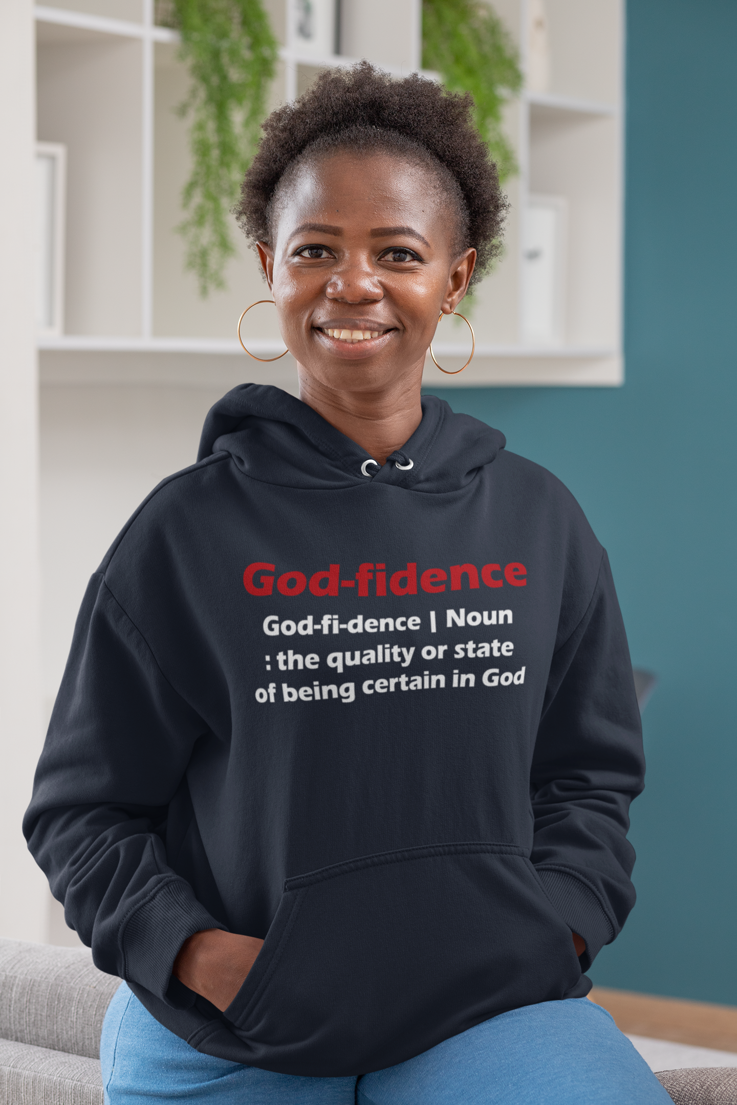 Godfidence Unisex Hoodie (Red & White Lettering)