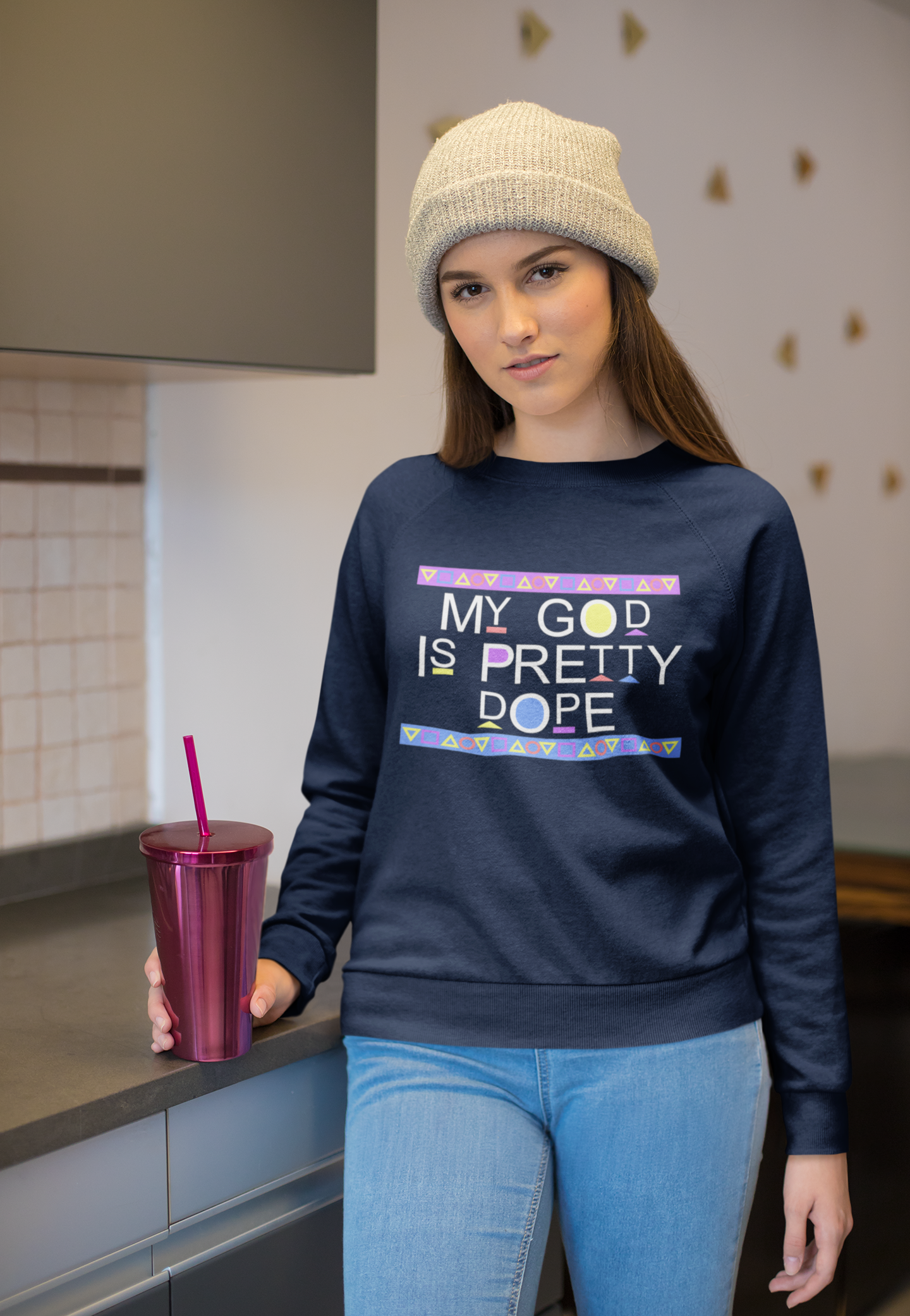 My God is Pretty Dope Unisex Sweatshirt (White Lettering)