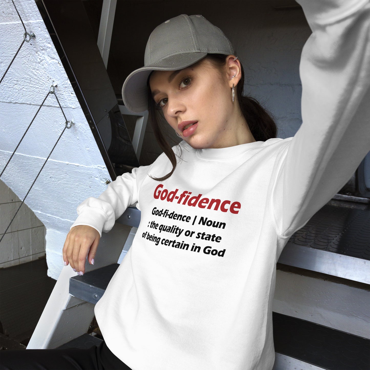 Godfidence Unisex Sweatshirt (Red & Black Lettering)