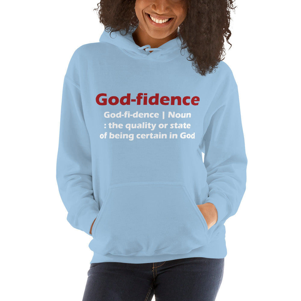 Godfidence Unisex Hoodie (Red & White Lettering)