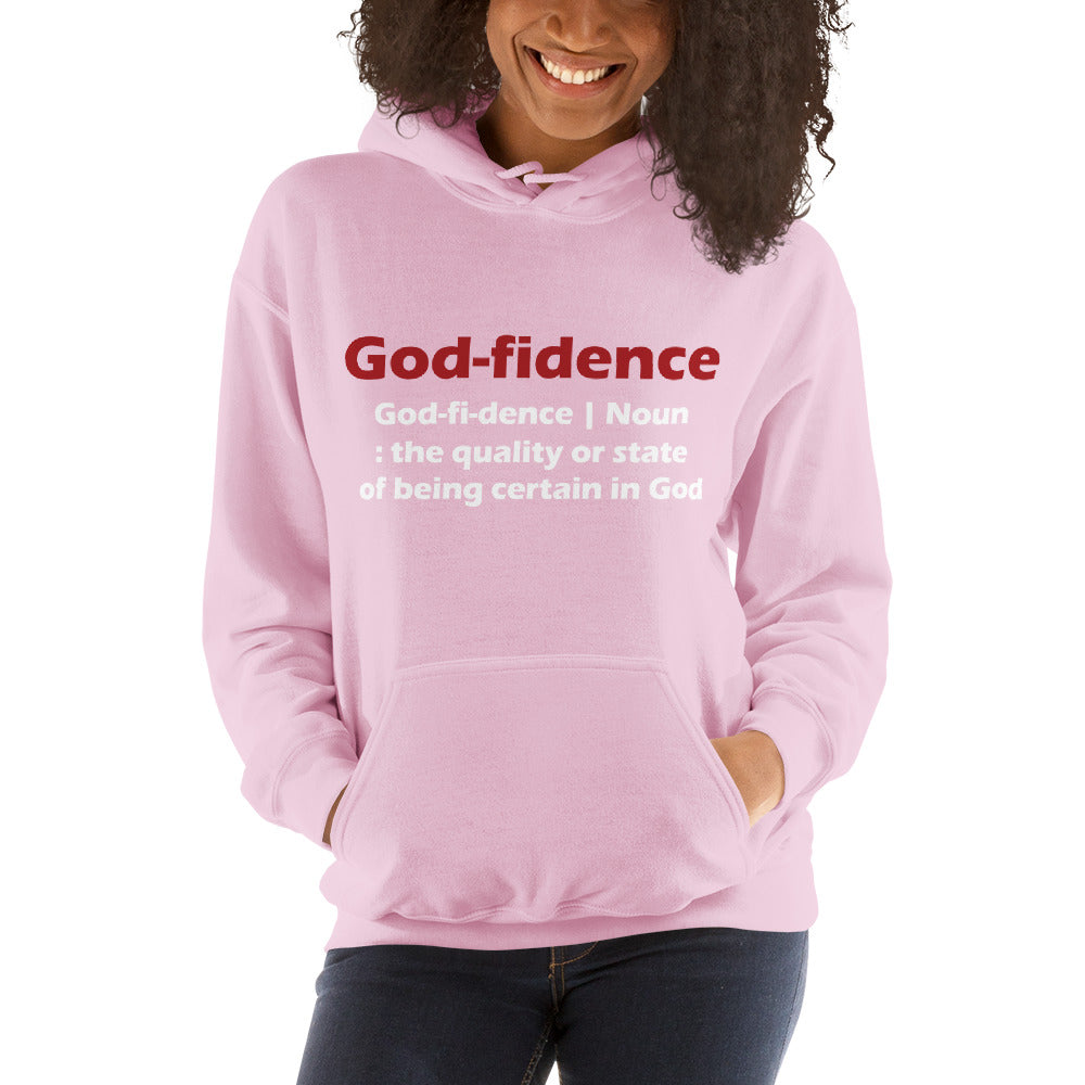 Godfidence Unisex Hoodie (Red & White Lettering)